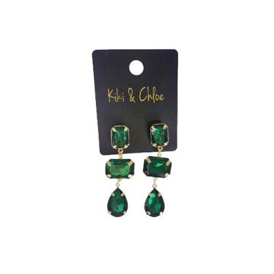 Green Crystal Dangle Earrings