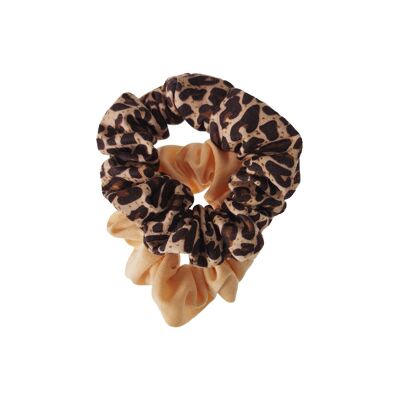 2 on a card Leopard and Plain Scrunchie