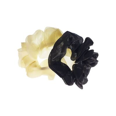 2 on a card Organza Scrunchie - Black/White