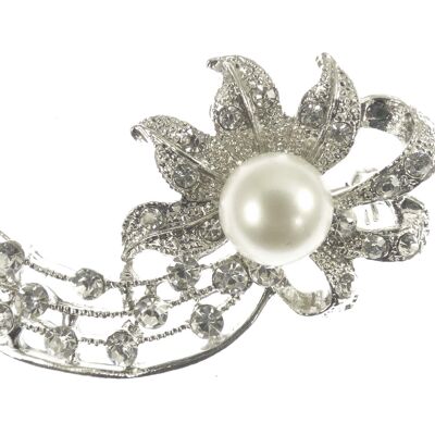 Crystal and Pearl Flower Brooch