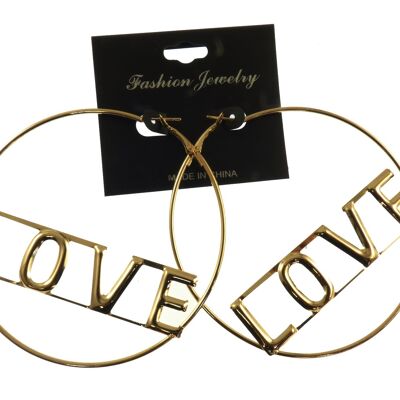 LOVE 8cm Gold Hoop Earrings