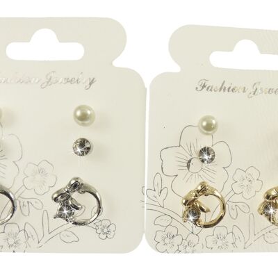 3 Pairs Crystal Earrings on a Card - Bow