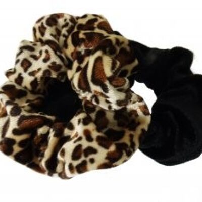 2 Pack Velvet Leopard Scrunchie