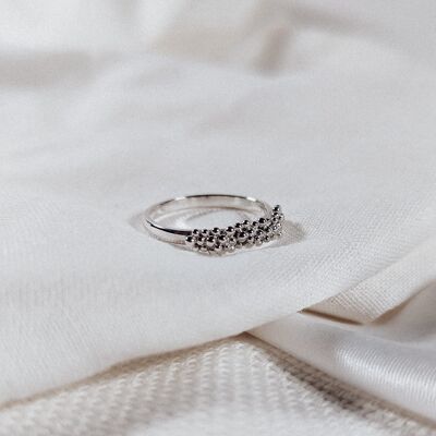 Droplet ring | stackable droplet granulation ring - Sterling silver