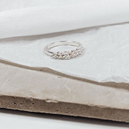 Droplet ring | stackable droplet granulation ring - Sterling silver & 9ct yellow gold