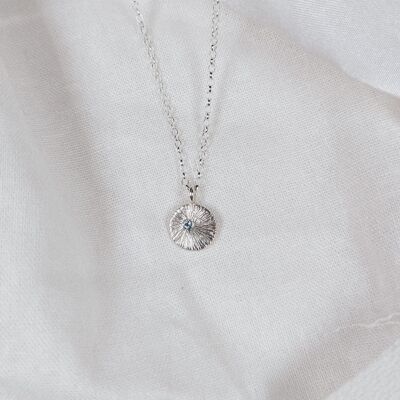 Radiant pendant | Circle coin necklace with gemstone - Sterling silver