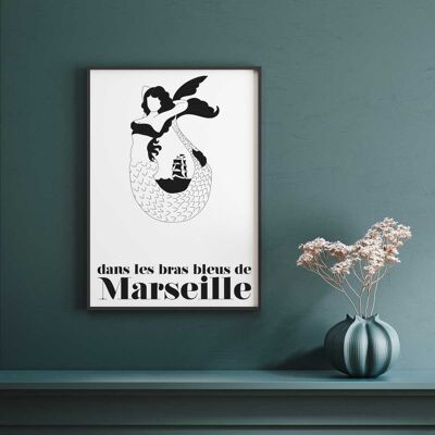 AFFICHE DANS LES BRAS BLEUS DE MARSEILLE - 50x70 cm
