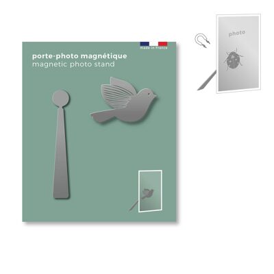portafoto magnetico in metallo - uccello