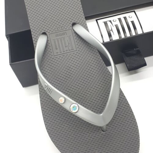 Aurora Crystal Duo Luxury Flip Flops - Silver