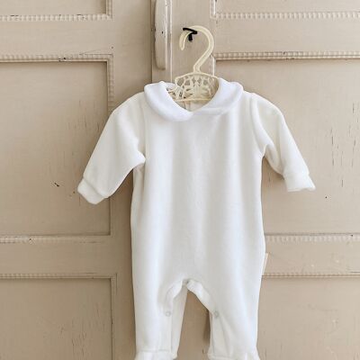 Tutina in Velluto - Bianco Crema - Taglia 6-9 m