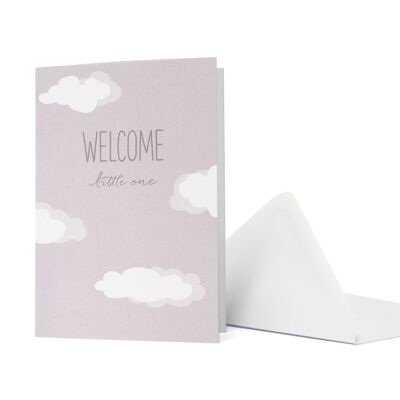 Carte de Voeux Naissance "Welcome Little One" - Gris Clair