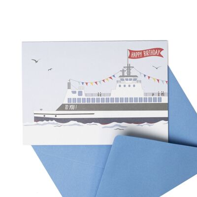 Carte de Voeux Ferry "Happy Birthday" - Bleu