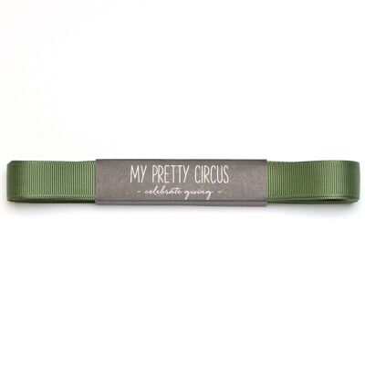 Gift ribbon olive green, crease-free ribbon, easy to tie for wrapping gifts, 5m long x 16mm wide, sturdy grosgrain ribbon