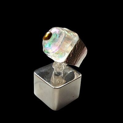 Translucent, iridescent glass ring