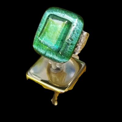 Bague Anneau Large Argenté 2. aventurine