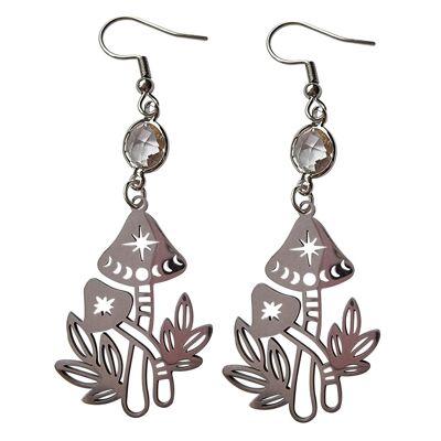 Celestial Mushroom Earrings - Silver