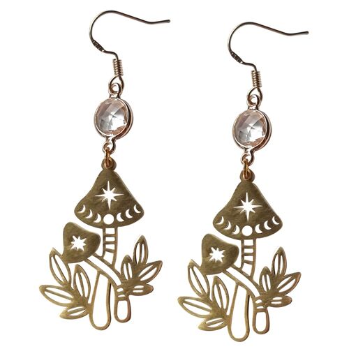 Celestial Mushroom Earrings - Gold