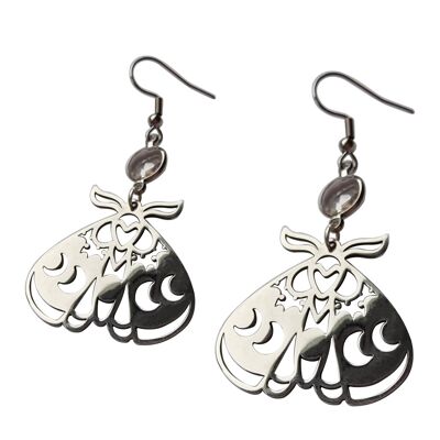 Celestial Moth Earrings - Silver