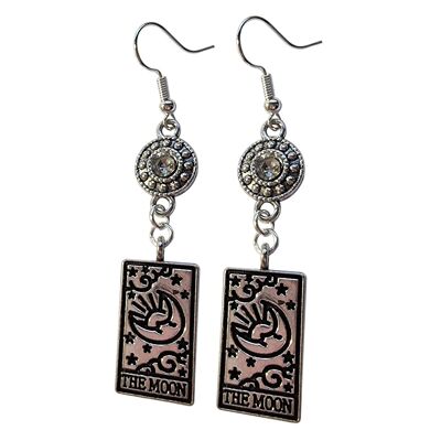 Silver Tarot Card Earrings - The Moon