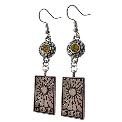 Silver Tarot Earrings - The Sun