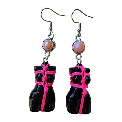 Yes Master - Shibari Rope Earrings -  Pink