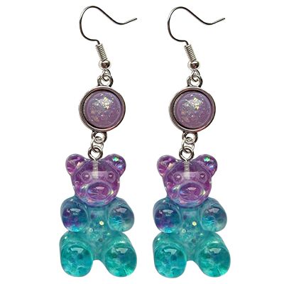 Giant Gummy Bear Earrings - Blue & Purple