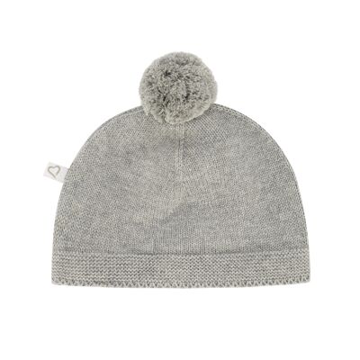 Hat knit pompom grey