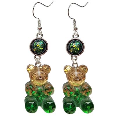 Boucles d'Oreilles Ourson Géant Géant - Doré & Vert