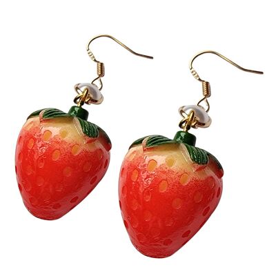 Boucles d'Oreilles Rondes Fraise