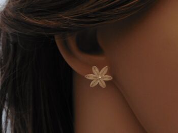 Clous d'oreilles jasmin argent 2