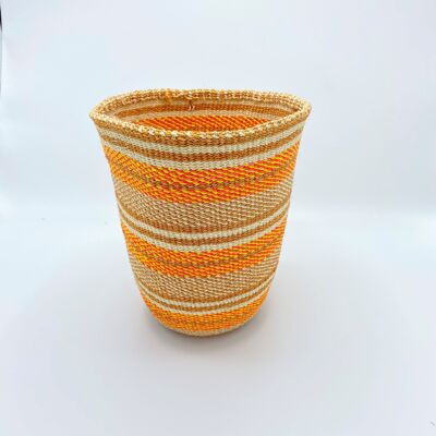 Handmade fine weave sisal basket - colourful - size M