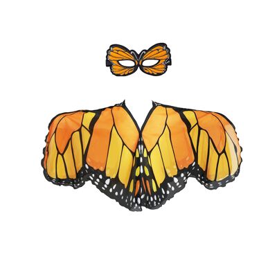 ORANGE MONARCH SCHMETTERLING PONCHO + MASKE