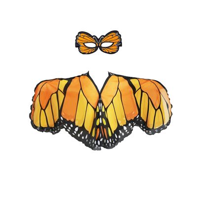 Orange monarch butterfly poncho + mask