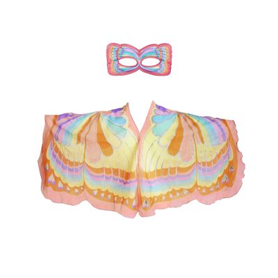 Pink rainbow butterfly poncho + mask