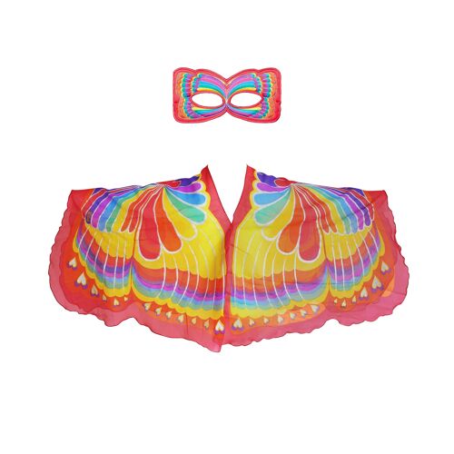 Red rainbow butterfly poncho + mask