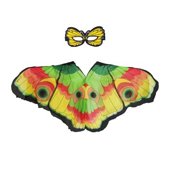 PAPILLON JAUNE AVEC YEUX PONCHO PAPILLON + MASQUE