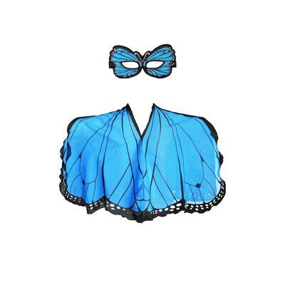 Blue butterfly poncho + mask