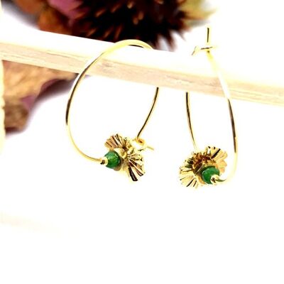 Green flower nut hoop earrings Oh la la!