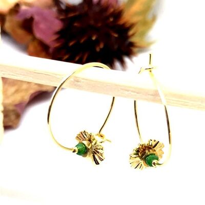 Green flower nut hoop earrings Oh la la!