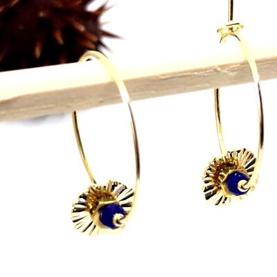 Pendientes aro flor azul nuez Oh la la!