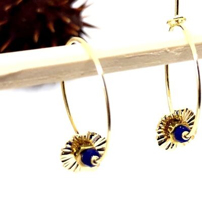 Blue flower nut hoop earrings Oh la la!