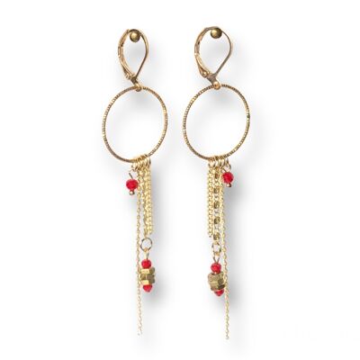 Boucles d'oreilles chaînes écrous rouge Oh la la !