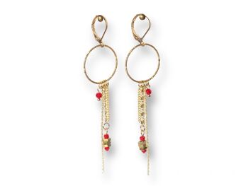 Boucles d'oreilles chaînes écrous rouge Oh la la ! 1