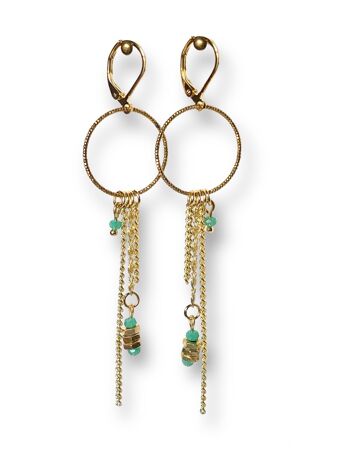 Boucles d'oreilles chaînes écrous bleu turquoise Oh la la ! 2