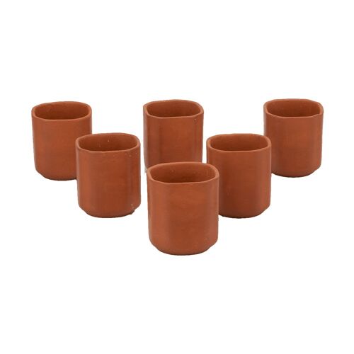 Earthen clay square cup set (pack of 6) 170ml