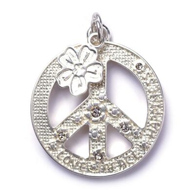 Peace L & Flower S, Amulet Twin SilverShiny
