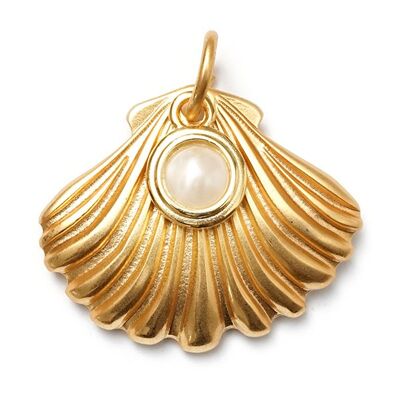 Dúo de amuletos Shell L & Pearl S dorado brillante