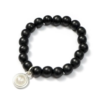 SilverShiny bead, EsTrenc City Black bracelet
