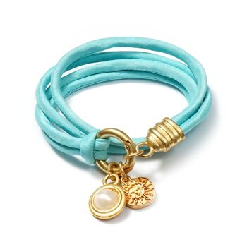 Bracelet Design 2048, Soie Turquoise Or Brillant