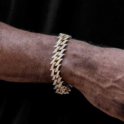 BRACCIALE 54 FLORAL 12mm ICED SPIKED TENNIS CRYSTAL DIAMOND BRACELET-Argento